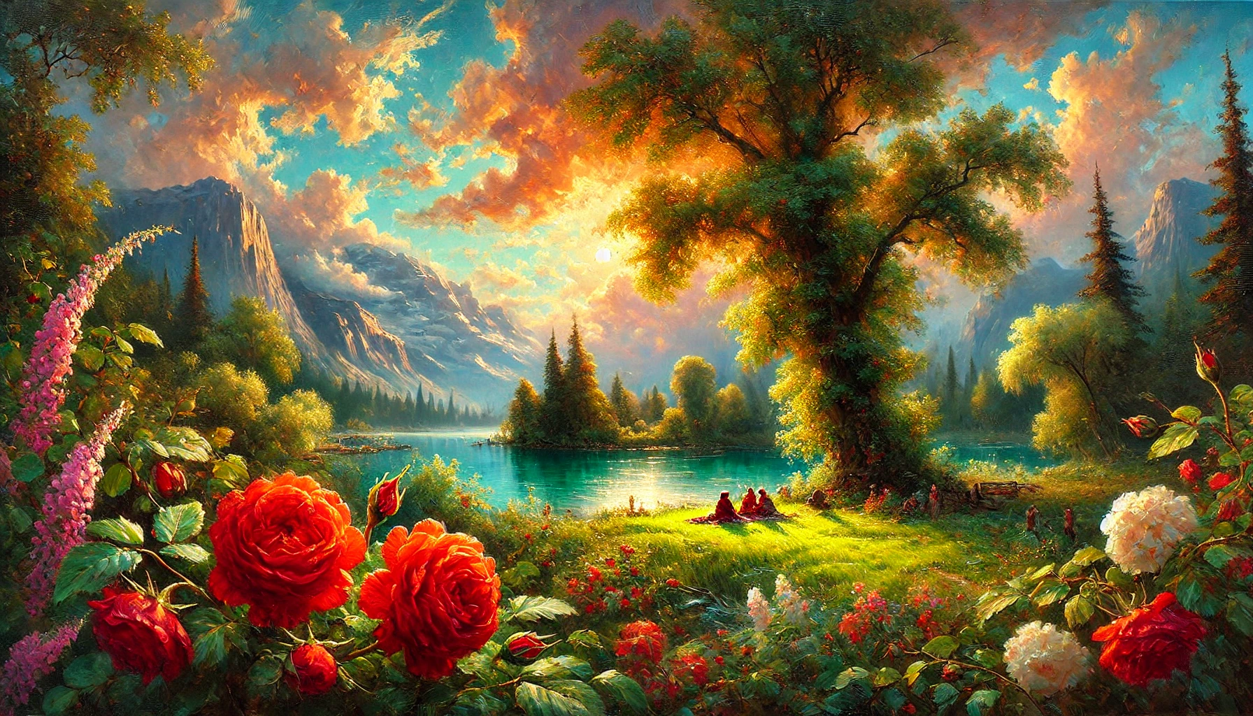 DALL·E 2026-02-16 10.58.24 - A wide 16_9 horizontal oil painting in the style of late 19th-century Impressionism. In the foreground, at the center of the composition, a vibrant cl.webp